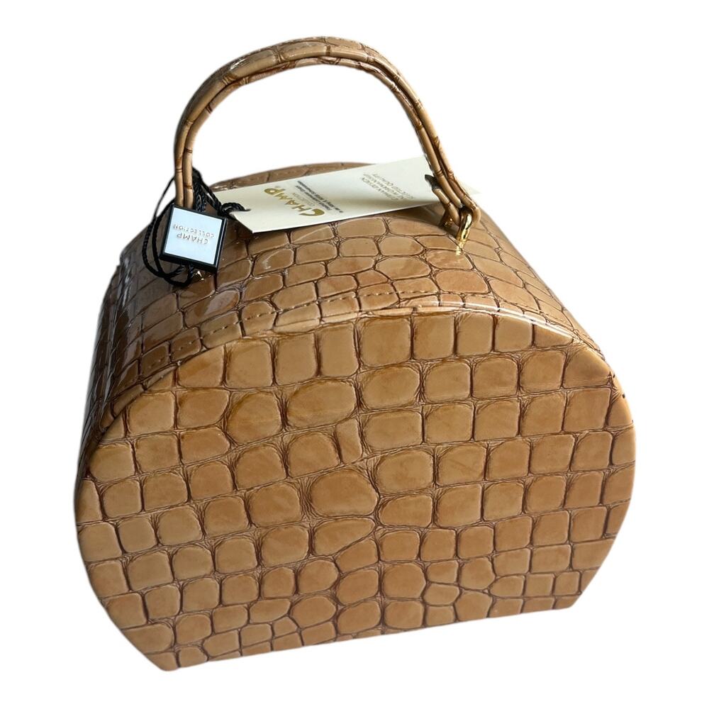 Champ Tan Crocodile Embossed Faux Leather Jewelry Travel Case Purse NWT - Picture 4 of 11